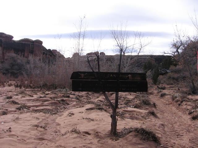 Ominous lost canyon signage