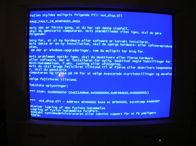 BSOD - This time it's in Danish...